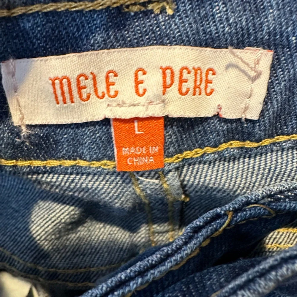Melé & Pere Distressed Blue Denim Jeans Size Large